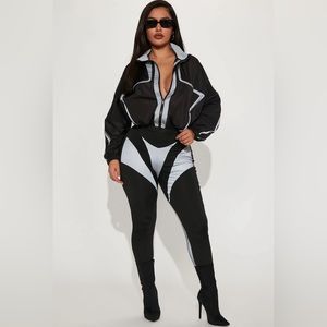 Fashion Nova Just Another Chill Night Legging & Jacket Set - Black/Grey